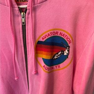 Aviator Nation Pink Zip-Up Hoodie with Rainbow Logo - Austin, TX edition